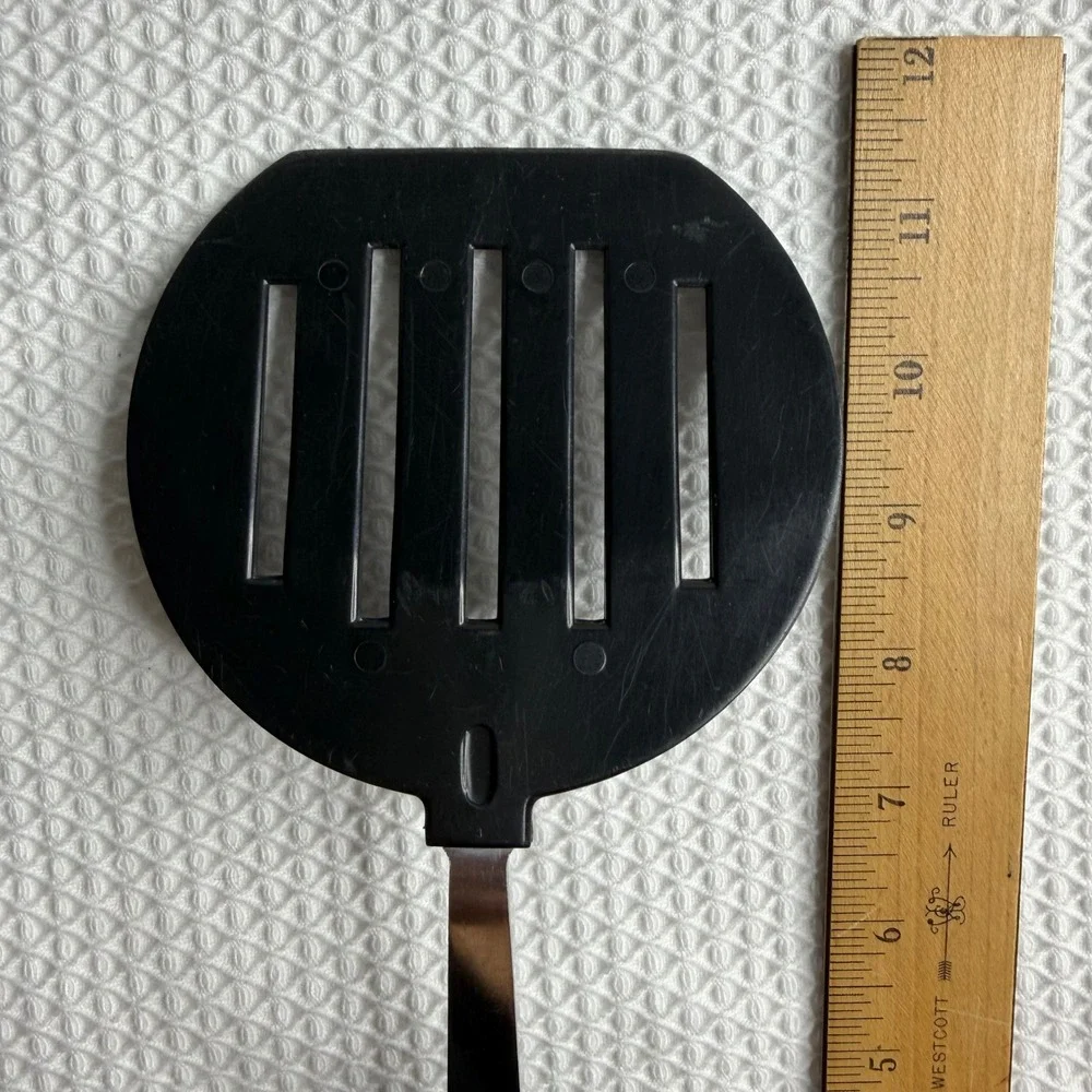 Ekco USA Vintage Wide Slotted Spatula Black Nylon Stainless Steel Turner Flipper